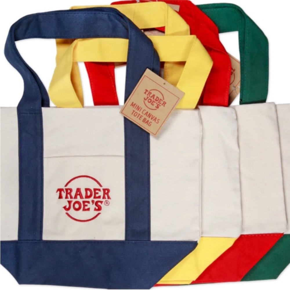 Red Trader Joe’s mini canvas tote